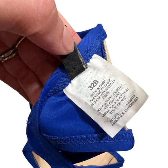 J. Crew Bandeau 2 Piece Bikini Swimsuit Size Small 32 B High Waist Ruched Blue - Picture 9 of 16